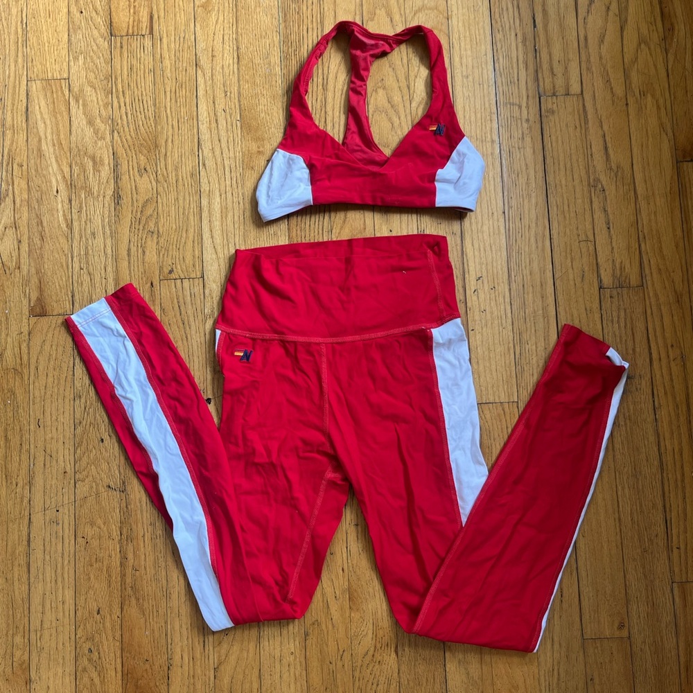 Aviator Nation Red and White Activewear Set